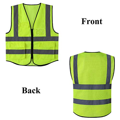HYCOPROT High Visibility Mesh Safety Reflective Vest with Pockets and Zipper, Meets ANSI/ISEA Standards - color: Yellow, size: 3X-Large