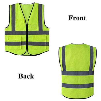 HYCOPROT High Visibility Mesh Safety Reflective Vest with Pockets and Zipper, Meets ANSI/ISEA Standards - color: Yellow, size: X-Large