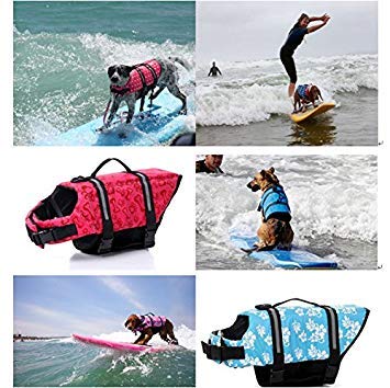 Dog Life Jacket - Doggy Life Vest Coat with Flotation and Float - color: Blue Dot, size: Medium