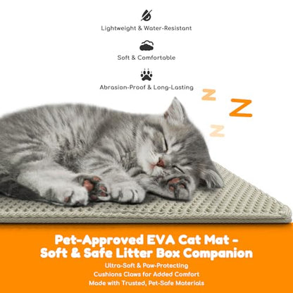 Extra Large Waterproof Cat Litter Mat - New 31x24 Inch Honeycomb Double Layer Traps Litter, Waterproof & Non-Slip Floor Protector, Easy Clean, Odor-Free, Beige - color: Beige