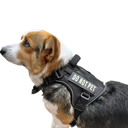 Tactical Dog Harness for Small and Medium Breeds, Air Dog Vest No Pull with Reflective Do Not Pet Patches, Breathable Dog Molle Vests for Training Walking Hunting Black - color: Black, size: M