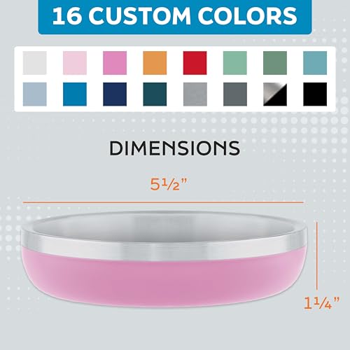 Master Pet Supply Stainless Steel Cat Bowls - 9 oz Heavy Duty - Hyper Pink, Double Wall Extra-Thick Insulated, Non-Slip Pet Water Bowl for Cats & Pets, Anti Rust Metal, Dishwasher Safe - color: Hyper Pink