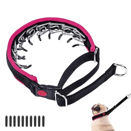 Martingale No Pull Dog Collar - Heavy Duty Nylon with Buckle, Adjustable Anti Pull Reflective Slip Collar for Large Medium Small Dog Training Walking S Hot Pink - color: Black Hot Pink, size: S (11"-15" Neck, 1" Wide)