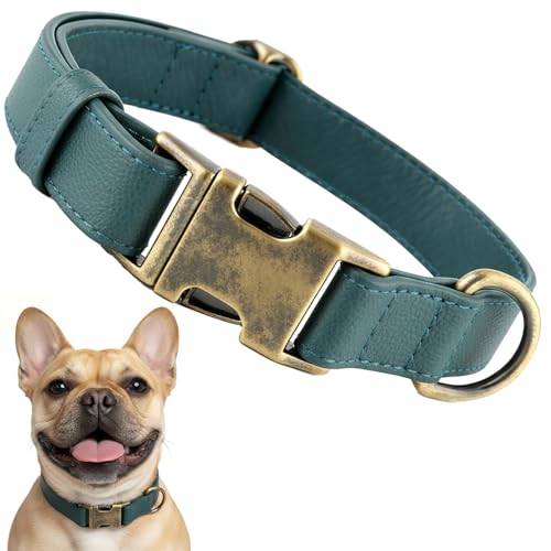 Leather Dog Collar Silicone Soft Flexible Waterproof Odor-Proof Durable Thick Classic Adjustable Pet Puppy Collar Dog Collars for Small Dogs(Green, Small (11-15.5" Neck)) - color: Green, size: Small (11 - 15.5" Neck)