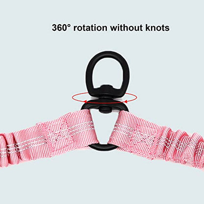 BAOBOTE Pet Double Dog Leash, Shock Absorbing Reflective Bungee Lead Walk 2 Dogs with Ease, 360° Swivel No Tangle Double Dog Walking & Training Leash, Dual Dog Leashs for 6-120lbs Dogs (Pink) - color: Pink
