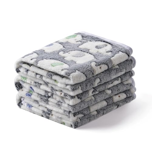 1 Pack 3 Blankets Super Soft Fluffy Premium Cute Elephant Pattern Pet Blanket Flannel Throw for Dog Puppy Cat Dark Grey Small(23x16 inch) - color: Dark Grey, size: 23x16 inch (Pack of 3)