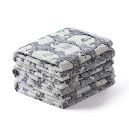 1 Pack 3 Blankets Super Soft Fluffy Premium Cute Elephant Pattern Pet Blanket Flannel Throw for Dog Puppy Cat Dark Grey Medium(30x20 inch) - color: Dark Grey, size: 30x20 inch (Pack of 3)