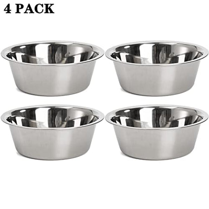 DEAYOU 4-Pack Stainless Steel Dog and Cat Bowl, Metal Food and Water Dish, 8.26" Basic Pet Feed Bowl for Large Medium Dog, 47 OZ Replacement Bowls for Elevated Stand, Dishwasher Safe