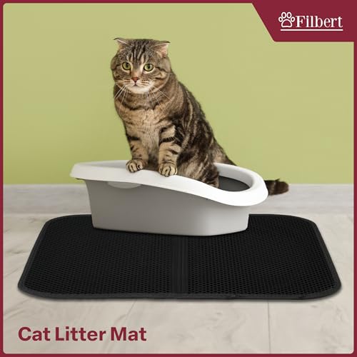 Filbert Cat Litter Mat, Foldable Cat Litter Mat, 23.6"x 14.8", Honeycomb Design, Skid-Proof, Water-Proof, Double Layer, Easy to Clean, Less Waste, Red - color: Red