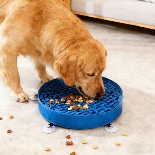 Snuffle Mat for Dogs Large Breed - 20 Inch Round Dog Sniffing Mat with 3 Suction Cups & Non-Slip Base, Slow Feeder Puzzle Toy for Mental Stimulation, Anxiety Relief, Durable Machine Washable (Navy) - color: Navy