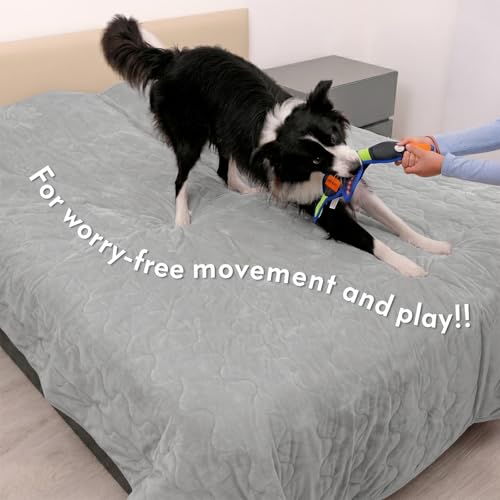 Paw Inspired Non-Slip Couch & Furniture Protector, Waterproof, Washable Bed & Couch Cover for Dogs, Cats, Pets (Anti-Slip, Gray) - color: Anti-slip Gray