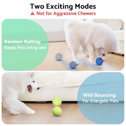 seagi Interactive Dog Toys – Durable Automatic Bouncing & Vibrating Interactive Dog Ball for Smart Play, Motion-Activated Moving Dog Toy for Small/Medium/Large Dogs,USB Rechargeable (Blue) - color: Blue