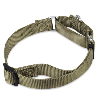 Martingale Dog Collar Medium Green |Escape - Proof Heavy Duty Nylon Durable No Slip, Ideal for Training & Daily Walks - color: Military Green, size: Medium