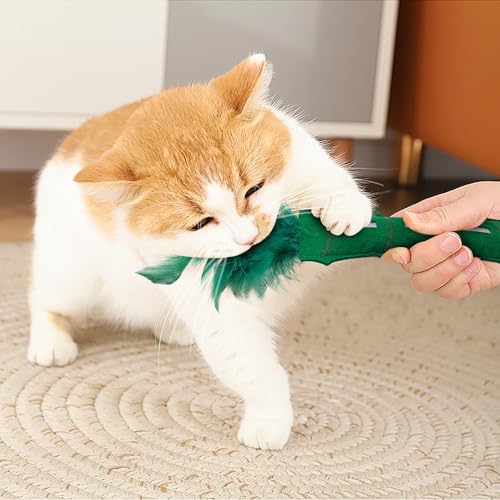 Andiker Catnip Toy for Cats, Cute Bamboo Shapes with Soft PP Cotton Bite-Resistant Cat Chew Toy with Catnip and Crinkle Paper Entertaining Interactive Cat Toy for Indoor Cats and Kitten (Bamboo) - style: Bamboo