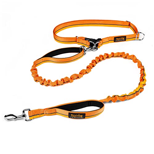 Mighty Paw Hands Free Dog Leash | Bungee Waist Leash for Dog Walking. Pet Running Hands Free Tether for Large, Medium & Small Breeds. Pet Waist Belt (36" - 48") Up to 150 lbs - Orange - color: Orange, size: 48"