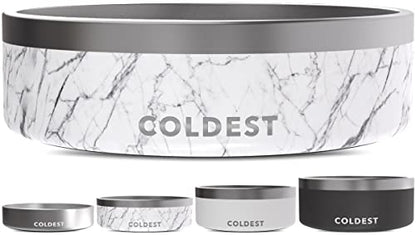 Coldest Dog Bowl - Anti Rust Metal & Non Slip Dog Bowls Large, Spill Proof Heavy Duty 3 Layers Insulated Dog Bowl - Food and Water Bowl for Dogs, Cats & Pets, Dishwasher Safe (42 oz, Carrara Marble) - color: Carrara Marble, size: 42 oz