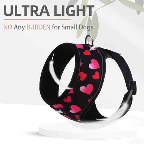 PUPTECK Soft Mesh Dog Harness and Leash Set Pet Puppy Cat Comfort Padded Vest No Pull Harnesses Valentine, Black&Pink, XS - color: Black&Pink, size: XS (NECK: 10", CHEST: 10"-14")