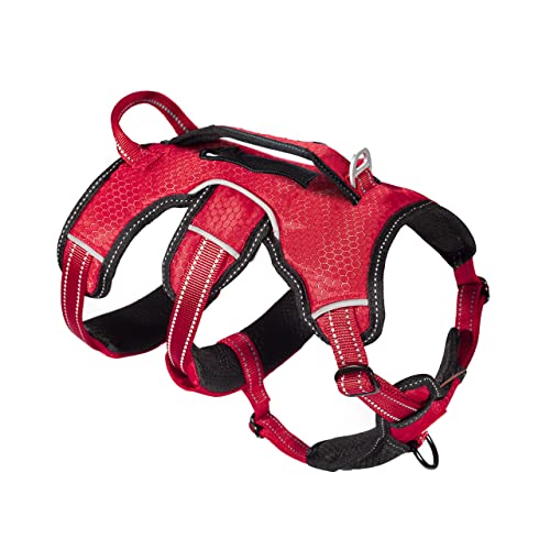 Tuff Pupper Escape Proof No Escape Dog Harness | 5 Point Adjustable Fit Harness for Dogs | Padded Dog Harnesses | Handle Dog Lift Harnesses - color: March Red, size: X-Large