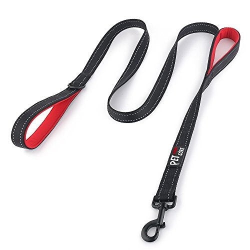 Plutus Pet Double Handle Dog Leash 5ft, Heavy Duty, Reflective Dual Handle Dog Leash for Safety Training, for Medium Large Dogs,2 Handle Leads(Black) - color: Black, size: 5 FT
