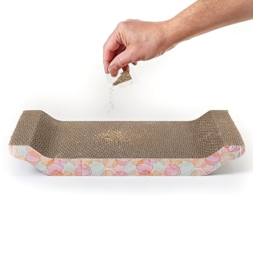 Zodaca Cat Scratcher Bed - Reversible Cardboard Cat Scratch Pad - Catnip Bed for Indoor Felines - Kitten Scratcher Lounger for Stretch & Relax - Pack of 3, 16.75 x 8 x 2.4 in