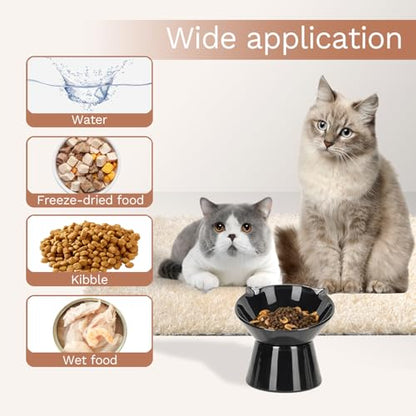 Detachable Slow Feeder Cat Bowl- Elevated Cats Feeder Tilted, 7 Inch Large Extra Wide Raised Cat Food Bowl Whisker Friendly, for Indoor Cats and Small Dogs Anti-Vomiting Black - color: Black