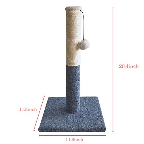 Cat Scratching Post Tower, Tall Cat Scratch Post, Natural Sisal Rope Scratcher Posts Refill for Indoor Cats, Carpet Cat Scratching Post with Replaceable Toys, Sturdy Base (Grey) - color: White