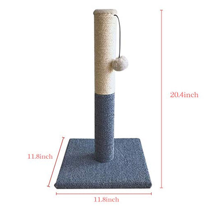 Cat Scratching Post Tower, Tall Cat Scratch Post, Natural Sisal Rope Scratcher Posts Refill for Indoor Cats, Carpet Cat Scratching Post with Replaceable Toys, Sturdy Base (Grey) - color: White