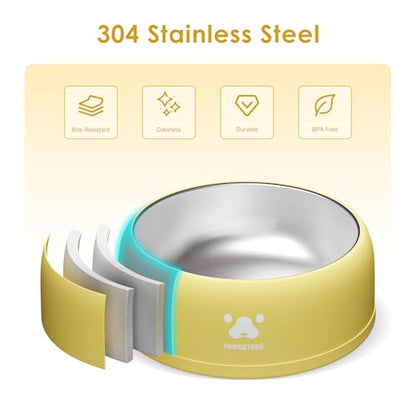 PAWGETHER® Stainless Steel Dog Bowls, Dog Food and Water Bowl Non-Slip Easy to Clean Dishwasher Safe for Puppy Small Medium Dogs Cats Yellow 34oz - color: Yellow (34oz)