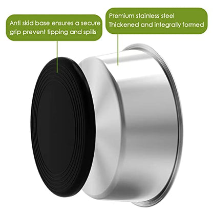 WEDAWN Deep Stainless Steel Non-Skid Dog and Food Bowls, Each Holds Up to 2 Cups, Set of 2 Packs(5.5 x 1.9 Inches) - color: Black, size: 2 Cup for Small Pet