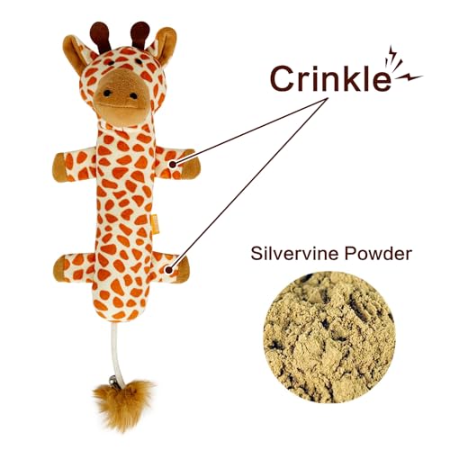 TTcat Catnip Silvervine Matatabi Pillow for Cats & Kittens,Cat Kicker Toy,Crinkle Sound Toy,Large Size Cat Pillow Soothing Plush(Giraffe). - color: Giraffe