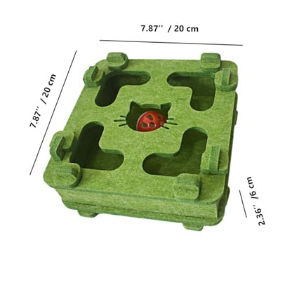 IUHKBH Cat Puzzle Toy, Soft Felt Intelligence Mind Game Track Balls Interactive Kitten Toy Puzzle Box for Indoor Cats, Easy to Assemble [Green] - color: Green