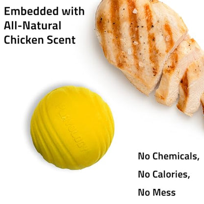 Playology Dog Toys | Dual Layer Ball Durable Chew Toy for Tough Chewers | Chicken Scented Medium Dog Toy | Chew Toys for Dogs - size: Medium, style: Chicken
