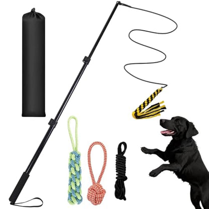Flirt Pole for Dogs Heavy Duty,Extendable Dog Flirt Pole for Large/Medium/Small Dogs,Interactive Dog Toys Outdoor Exercise & Training