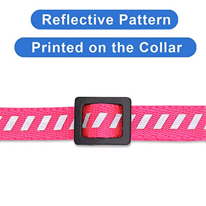Pawtitas Personalized Pink Reflective Cat Collar – Adjustable Custom Collar with Safety Buckle, Removable Bell, and Engraved Name & Phone Number for Kittens and Adult Cats - color: Personalized Pink