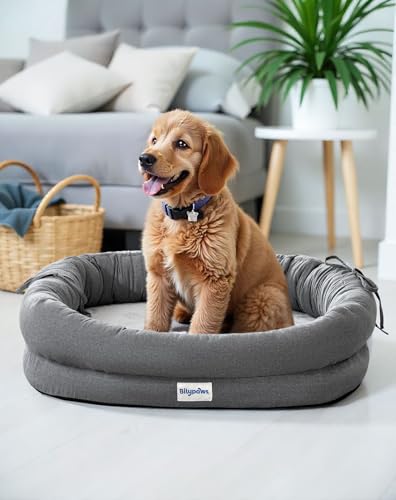 Orthopedic Dog Bed for Small Dogs, Pet Sofa Bed with Egg Crate Foam, 4-Sided Bolster, Removable Washable Cover & Anti-Slip Bottom, Small Dark Gray - color: Dark Gray, size: S - (22.0"L x 16.0"W x 6"Th)