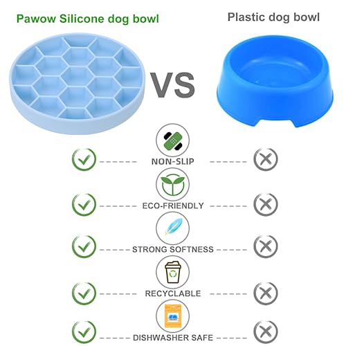 Slow Feeder Dog Bowls, Silicone Dog Bowl with Suction Cups, Non-Slip Pet Slow Feeder for Small Medium Large Breed, Anti Gulping&Dishwasher Safe, Reduces Boredom Pet Feeding Bowl(Blue) - color: Blue