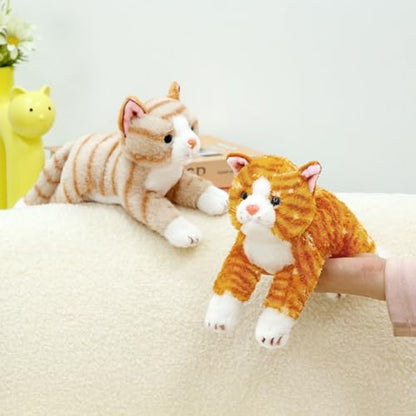 PEACH CAT Striped Cat Stuffed Animal 9.8" Realistic Kitten Plushies Soft Plush Toys Gifts for Kids Orange - style: 9.8“ Orange Cat