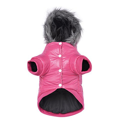 Dog Coat for Small Dogs, Windproof Doggie Puffer Jacket with Leash Hole, Extra Warm Dog Jacket Winter Coat, Pink L - color: Pink, size: Large