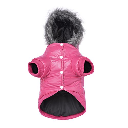 Dog Coat for Small Dogs, Windproof Doggie Puffer Jacket with Leash Hole, Extra Warm Dog Jacket Winter Coat, Pink XXL - color: Pink, size: XX-Large