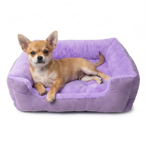 Tiny Dog Bed 18 Inch for Extra Small Dogs, Soft Rectangle Puppy Bed with Plush Surface, Washable Small Pet Bed,Purple - color: Purple, size: 18"x14"x4"