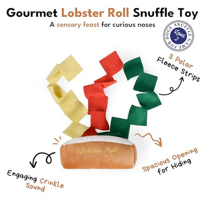 CHEWFFON Lobster Roll Snuffle Dog Toys, Interactive Dog Puzzle & Enrichment Toy for Boredom, Plush Food Toy with Crinkle Paper, Scent Work Foraging for Small Medium Dogs - style: Lobster Roll