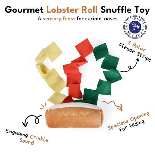 CHEWFFON Lobster Roll Snuffle Dog Toys, Interactive Dog Puzzle & Enrichment Toy for Boredom, Plush Food Toy with Crinkle Paper, Scent Work Foraging for Small Medium Dogs - style: Lobster Roll