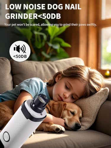 New Upgraded Dog Nail Grinder with LED Lights, 3-Speed Electric Rechargeable Pet Nail Trimmer for Small Medium Large Dogs (White) - color: White