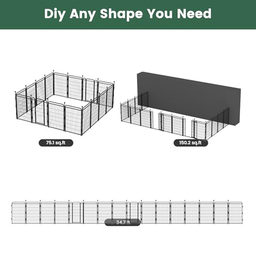 Gardner Pet Dog Playpens, 40" H 16 Panels Dog Pen Outdoor/Indoor Dog Fence Exercise Pen for Small/Medium/Large Dogs, Foldable Pet Play Yard Gate with Gravity Automatic Lock, Pet Playpen, Black