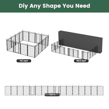 Gardner Pet Dog Playpens, 40" H 16 Panels Dog Pen Outdoor/Indoor Dog Fence Exercise Pen for Small/Medium/Large Dogs, Foldable Pet Play Yard Gate with Gravity Automatic Lock, Pet Playpen, Black