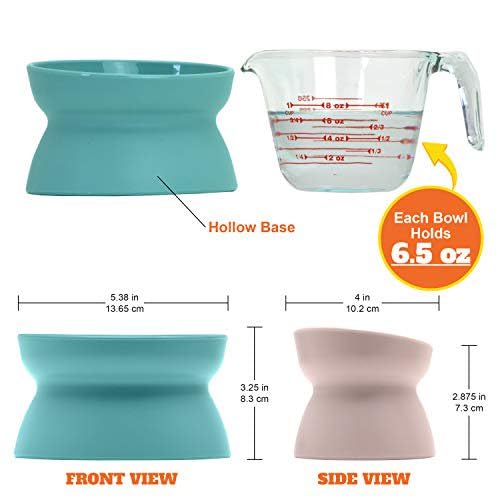 Kitty City Elevated Cat Bowls (Set of 2),Whisker-Friendly Raised Cat Food & Water Dishes,Modern Pedestal Design,Dishwasher Safe,6.5 oz Each – White & Gray,(Pack of 6) - size: Small (Pack of 6)