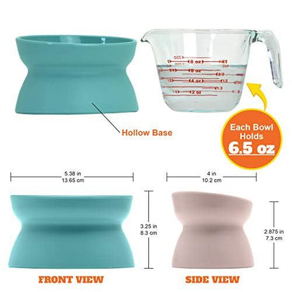 Kitty City Elevated Cat Bowls (Set of 2),Whisker-Friendly Raised Cat Food & Water Dishes,Modern Pedestal Design,Dishwasher Safe,6.5 oz Each – White & Gray,(Pack of 6) - size: Small (Pack of 6)