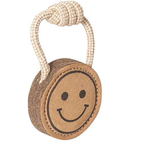 Natural Jute Dog Chew Toy – Smiley Shape, Tough & Durable Puppy Teething Toy, Safe Eco-Friendly Chew, Interactive Training & Play Toy for Small, Medium & Large Dogs - style: Smiley Shape