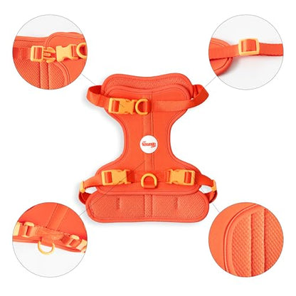 HNS1002A Arlo Medium Adjustable Soft Padded No Pull Pet Harness with 3 Buckles and 3 Leash Clips, Aperol - color: Dark Orange, size: Medium (Chest: 18 - 28")