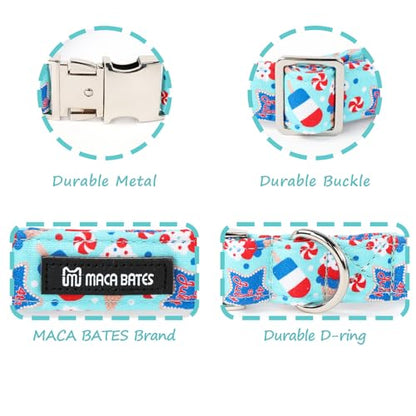 Maca Bates 4th of July Basic Dog Collar American Flag USA Patriotic 4 of 7 Dogs Collars Adjustable Soft Blue Independence Day Gift for Small Medium Large XL Boy Girl Male Female Puppy - color: July 4th-Basic-Icecream, size: S